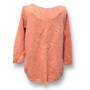 Ann Taylor Pullover Sweater Size Medium Knitted Peach Oversized Wide Neck